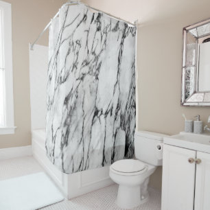 Modern Black and White Fashion Marble Pattern Shower Curtain