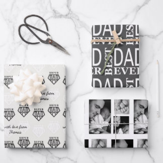Modern black and white Fathers Day Personalised  Wrapping Paper Sheet