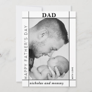 Modern black and white Father's Day photo          Holiday Card