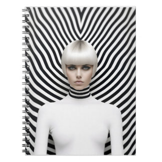 Modern Black And White Female Art Illustration Notebook