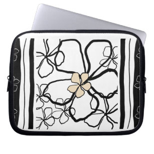 Modern black and white floral Electronics Bag