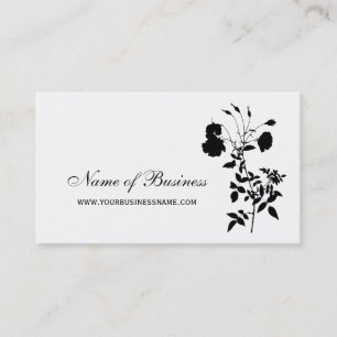 Modern Black and White Floral Elegant Rose Flower Business Card