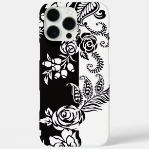Modern Black and White Floral iPhone 16 Pro Max Ca Case