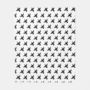 Modern Black and White Flying Duck Fleece Blanket