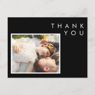 Modern Black And White Font Photo Thank You Postcard