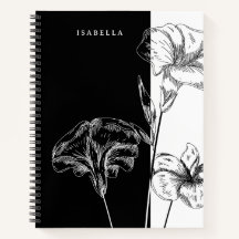 Modern Black and White Foral Personalised