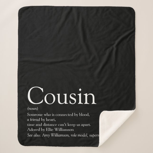 Modern Black and White Fun Cool Cousin Quote Sherpa Blanket (Front)