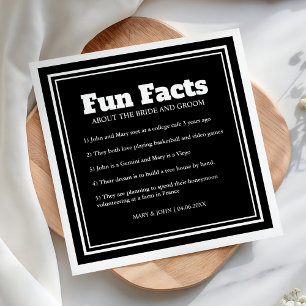 Modern Black and White Fun Facts Wedding Napkin