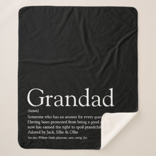 Modern Black and White Fun Grandpa Grandad Papa Sherpa Blanket