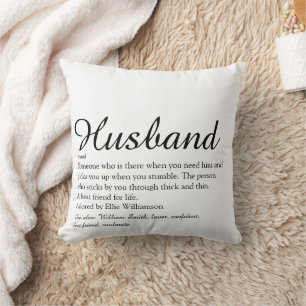 Modern Black and White Fun Husband Definition Cushion