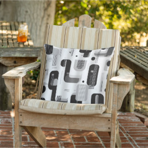 Modern Black and White Geometric Abstract Cushion