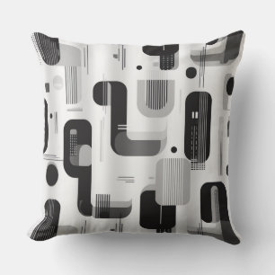 Modern Black and White Geometric Abstract Cushion