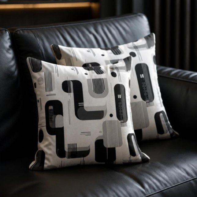 Modern Black and White Geometric Abstract Cushion (Creator Uploaded)