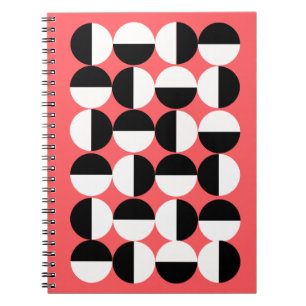 Modern Black and White Geometric Circles Notebook