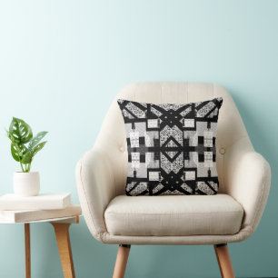 Modern Black and White Geometric Cushion