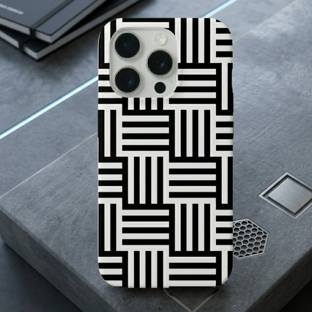 Modern Black and White Geometric iPhone  Case (Creator Uploaded)