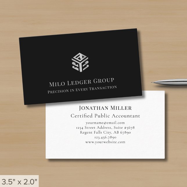 Modern Black and White Geometric Logo Business Card (Creator Uploaded)