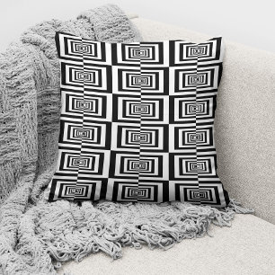Modern Black And White Geometric Pattern Cushion