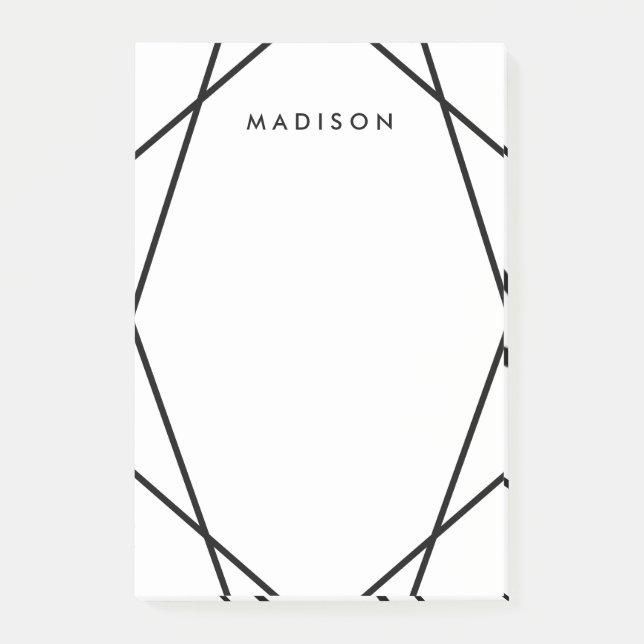 Modern Black and White Geometric Pattern Post-it Notes (Front)