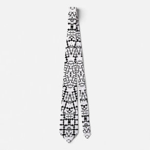 Modern Black and White Geometric Print Tie