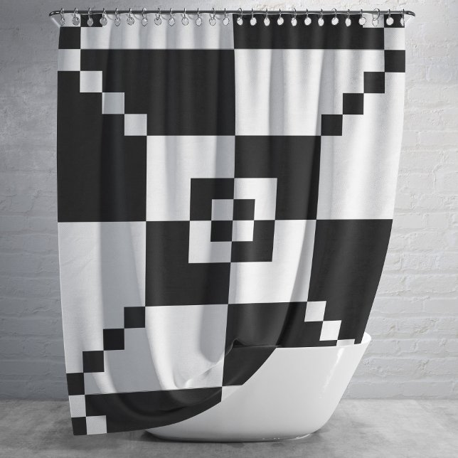 Modern Black And White Geometric Shower Curtain (Creator Uploaded)