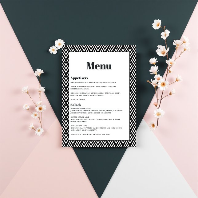 Modern Black and White Geometric Wedding Menu (Modern Black and White Geometric Wedding Menu)
