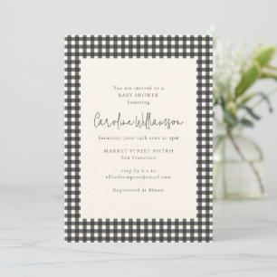 Modern Black and White Gingham Plaid Baby Shower Invitation