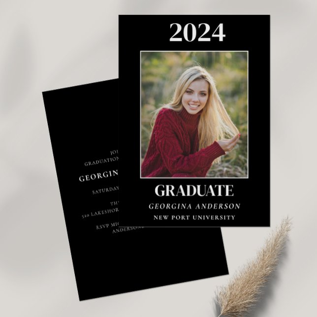 Modern black and white graduate party  invitation (Creator Uploaded)