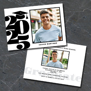 Modern Black and White Graduation Party Invitation
