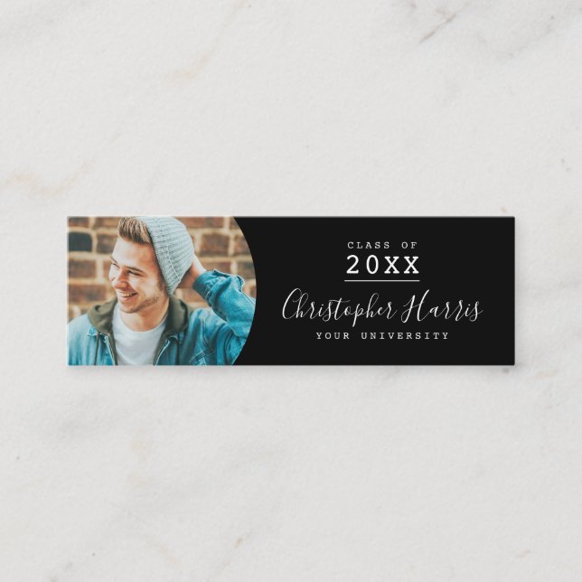 Modern black and white graduation photo class of c calling card (Front)