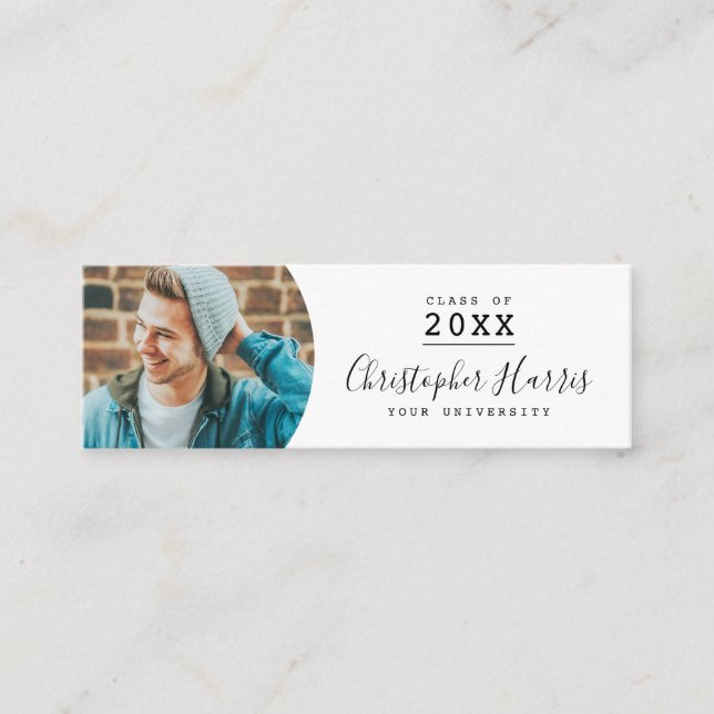 Modern black and white graduation photo class of c calling card (Front)