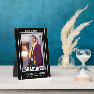 Modern Black And White Graduation Photo Keepsake Plaque