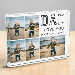 Modern Black and White Grid Collage I Love You Dad Photo Block
