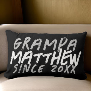 Modern Black and White Grunge For The Cool Grampa Lumbar Cushion
