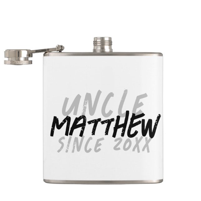 Modern Black and White Grunge For The Cool Uncle Hip Flask (Opened)