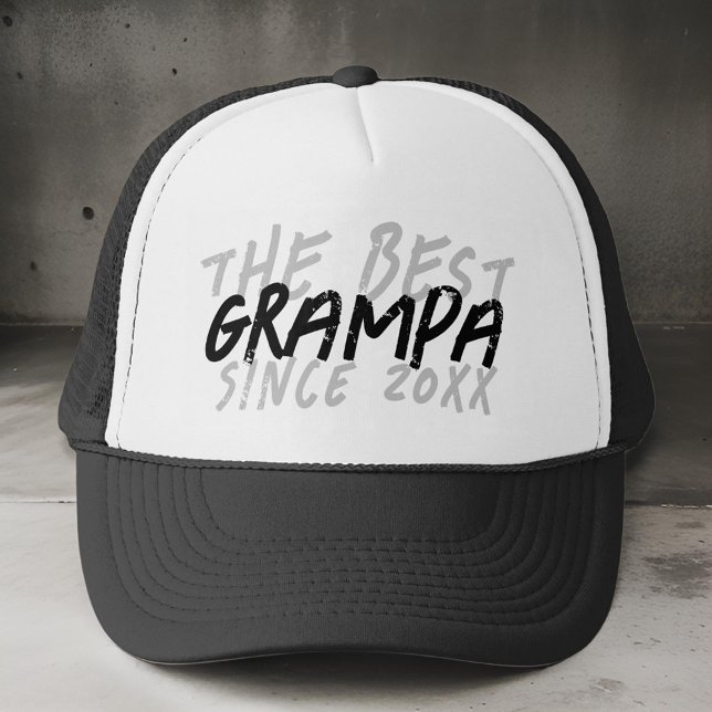 Modern Black and White Grunge The Best Grampa Trucker Hat (Creator Uploaded)