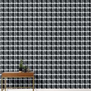 Modern Black and White Half Hearts Art Pattern Wallpaper