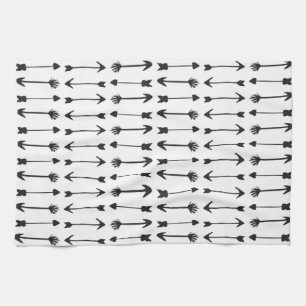 Modern Black and White Hand Drawn Arrows Tea Towel
