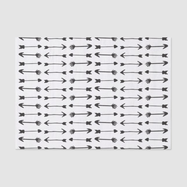 Modern Black and White Hand Drawn Arrows Tissue Paper (Front)