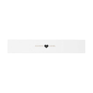Modern Black and White Heart Belly Band Invitation Belly Band