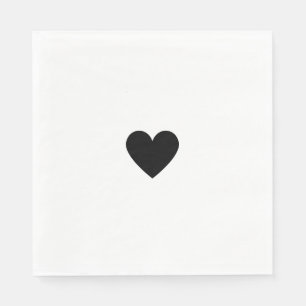 Modern Black and White Heart Elegant Love Custom Napkin