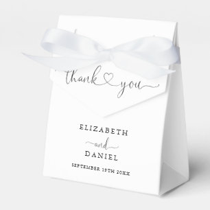 Modern Black And White Heart Script Wedding Favour Box