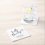 Modern Black and White Hello 30th Birthday Square Paper Coaster<br><div class="desc">Add a modern touch to your milestone celebration with these black and white “Hello 30” square paper coasters. Perfect for cocktails,  drinks,  or dessert tables,  they bring a chic and coordinated look to your party décor. A fun and practical detail that completes your 30th birthday setup in style.</div>