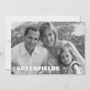 Modern Black and White Holiday Photo Card