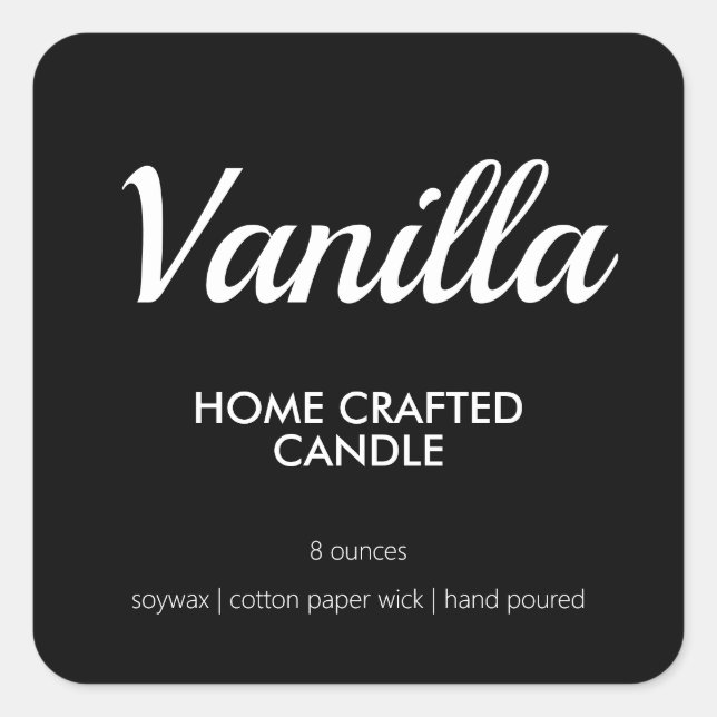 Modern Black and White Homemade Candle Label (Front)