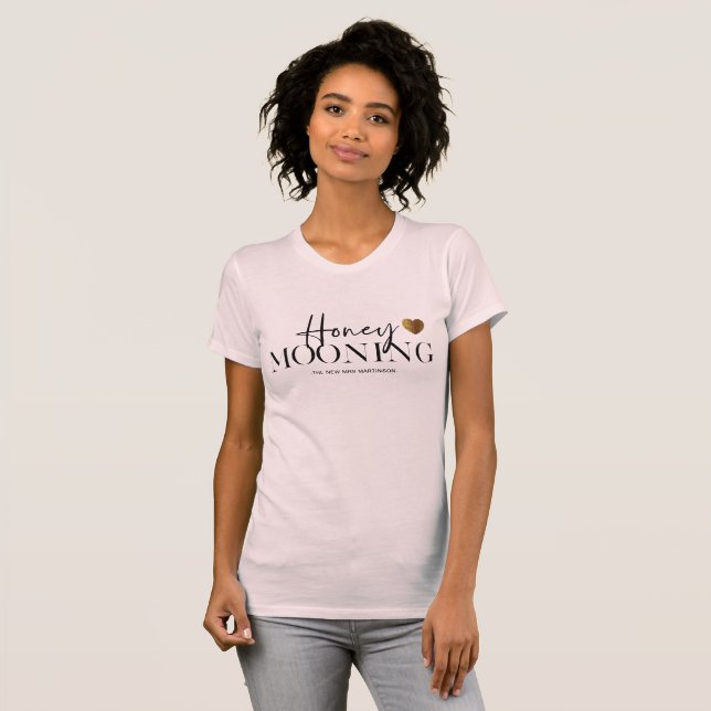 Modern Black and White Honeymooning Personalised T-Shirt (Front Full)