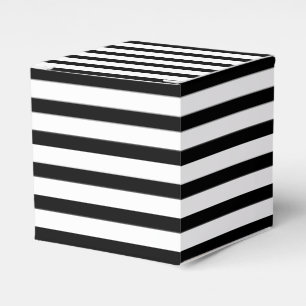 Modern black and white horizontal stripes gift favour box