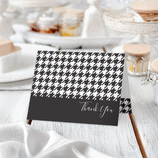 Modern Black and White Houndstooth Thank You Card