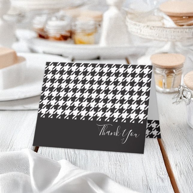 Modern Black and White Houndstooth Thank You Card (Creator Uploaded)