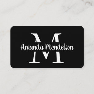 Modern black and white initial business card